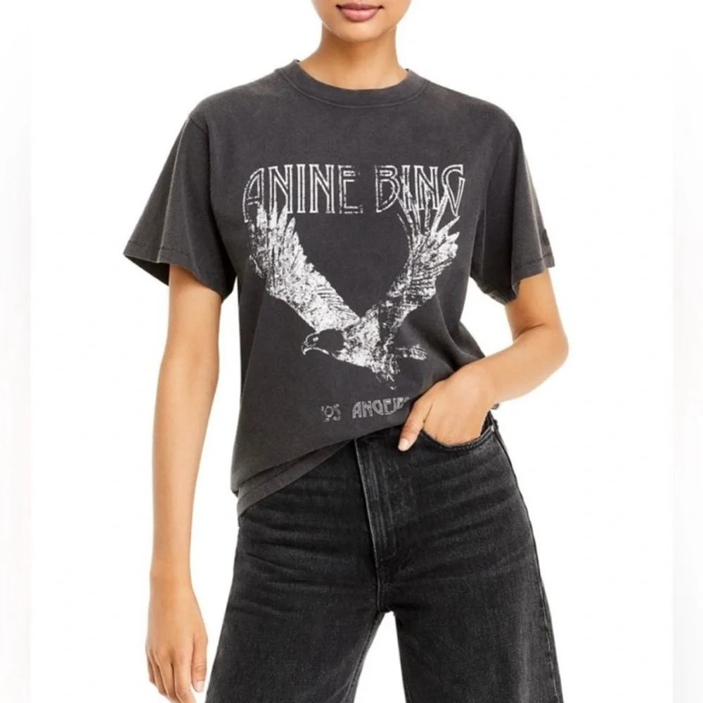 ANINE BING T-Shirt Lili Tee Eagle washed color graphic tee L - Picture 2 of 9